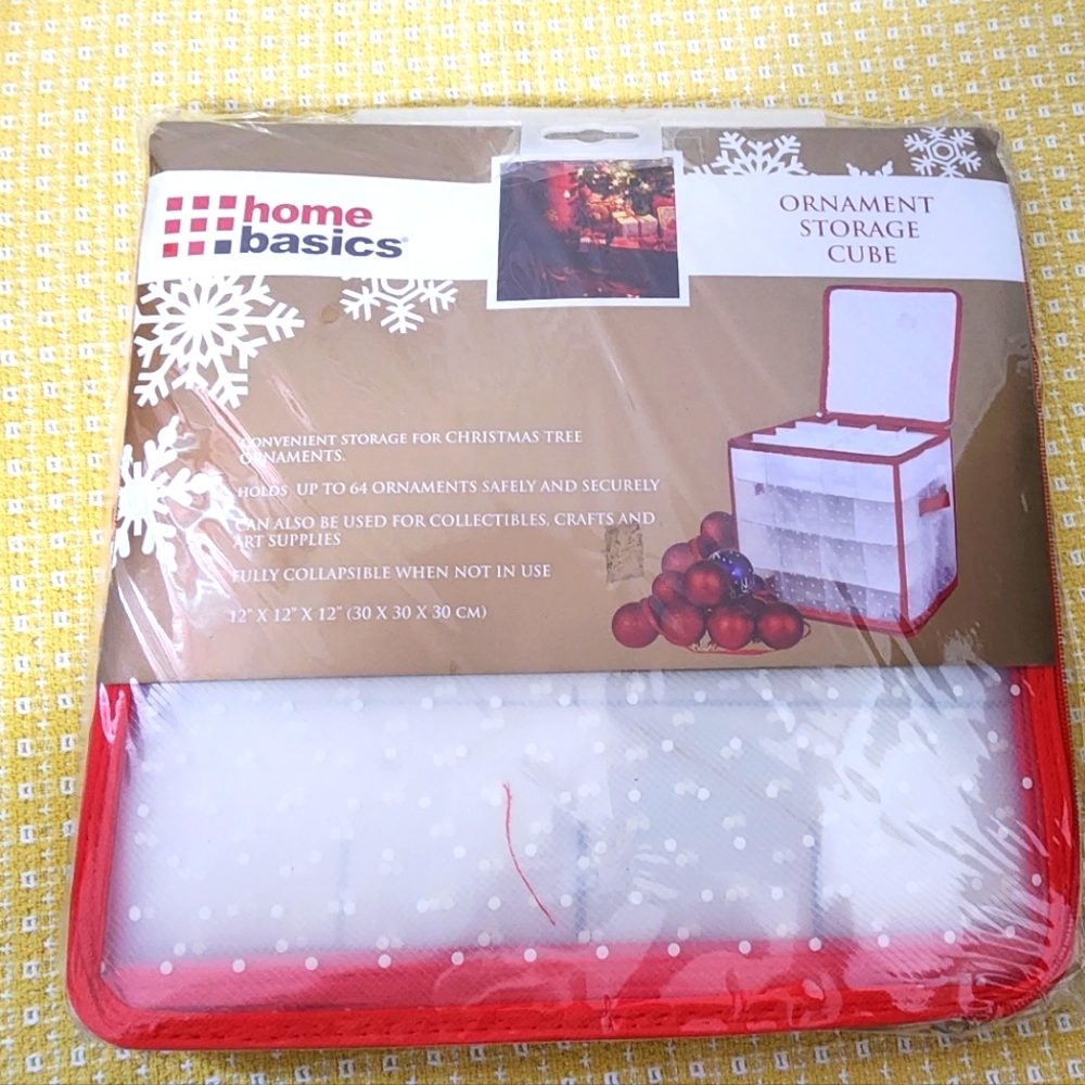 Brand new Home Basics ornament storage box. 12x12x12.  Holds up to 64 ornaments